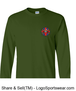 Long Sleeve T Shirt-Military Green 6 OZ 100% Cotton Design Zoom
